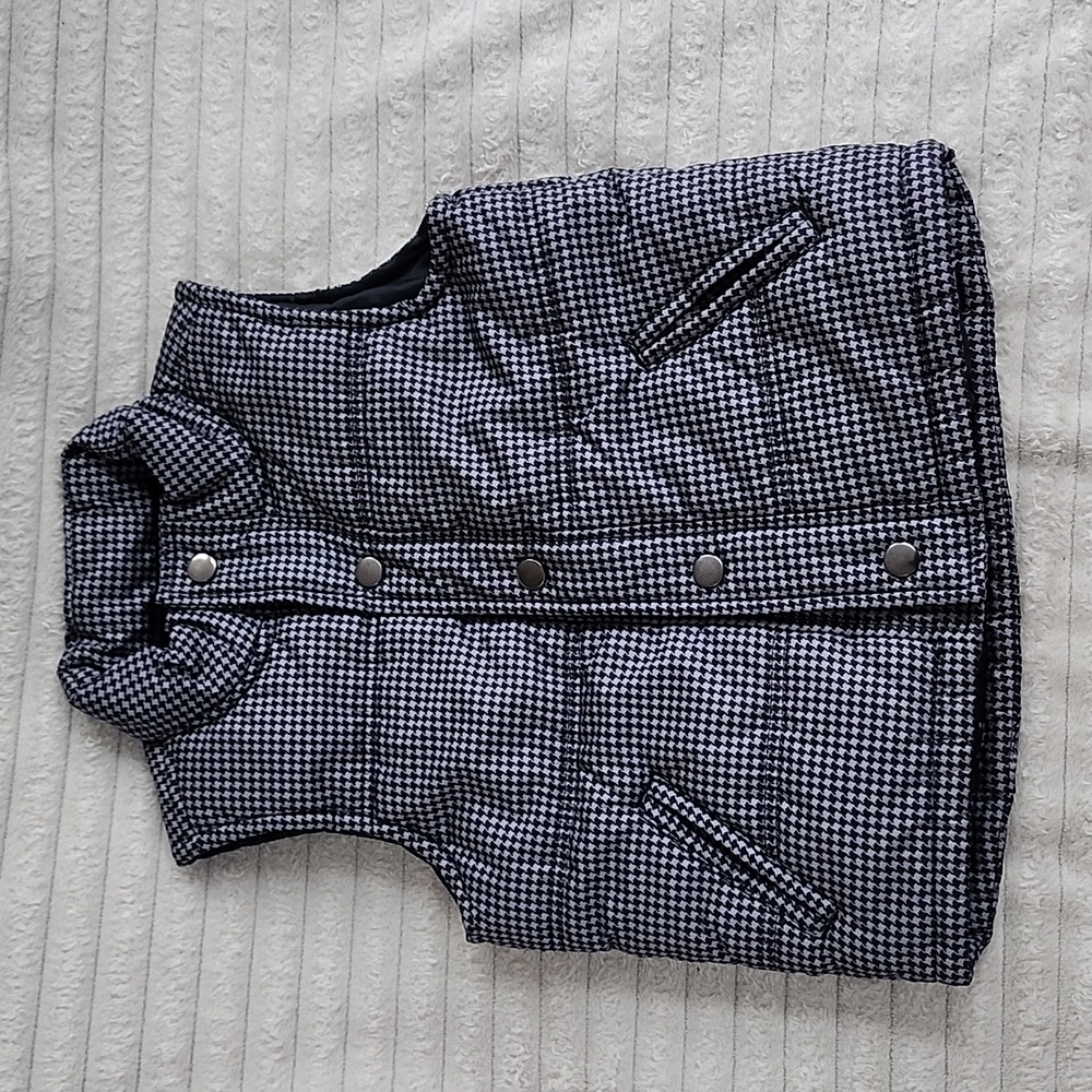 GYMBOREE Puffer Vest Size 4 Kids Winter Coat Hounds Tooth and Matching Hat